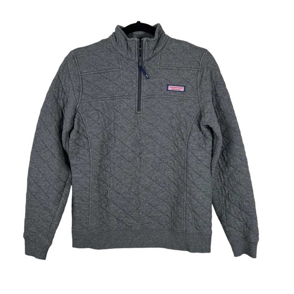 VINEYARD VINES Women’s Gray‎ Diamond Quilted Classic Shep Shirt Pullover Sz S